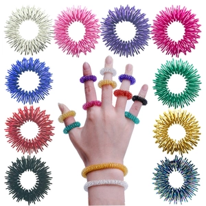 Colorful Metal Spring Finger Massage Rings Acupressure Sensory Fidget Toy For Stress Relief