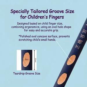 Ergonomic triangle pencil for children with 5x11mm drop-shaped grooves for posture correction