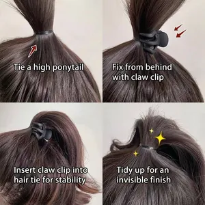 Tutorial for high ponytail fixed with a black minimalist sphere claw clip
