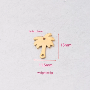 Golden mirror stainless steel coconut tree pendant with 15x11.5mm dimensions for DIY jewelry