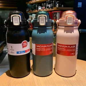 Detail of double wall stainless steel insulated water bottles with 24h cold retention