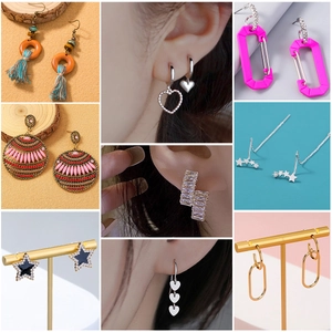 Fashion Copper Zircon Earrings Geometric Heart Star Tassel Bohemian Retro Style For Women Personality Jewelry Accessory