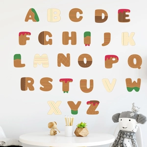 Stickers muraux alphabet en pain d'épices pour décoration de chambre d'enfant et fenêtres