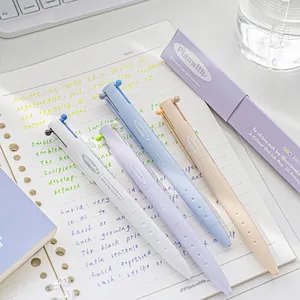 Macaron color 3-in-1 multi-color mechanical gel pen with 0.5mm tip for students