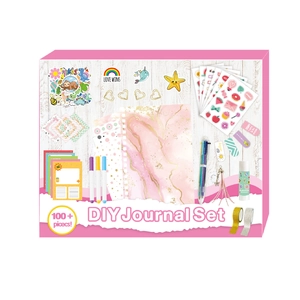 Set de diario DIY rosa para niñas con pegatinas, bolígrafos y más de 100 piezas creativas