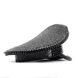 Black sequined military hat with punk spikes for party festivals and stage performances