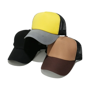 Three-piece trucker hat set with breathable mesh back and solid curved brim panels
