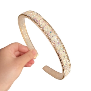 Champagne sequin headband with rhinestones for women, sparkling non-slip hair accessory
