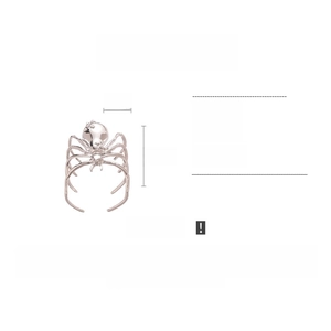 Detailed product dimensions for the silver spider cuff bracelet made of alloy metal
