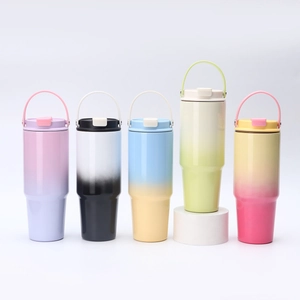 30oz 304 stainless steel tumblers with gradient colors and portable handles