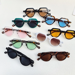 Retro small round sunglasses with hexagonal frames in assorted colors and gradient lenses