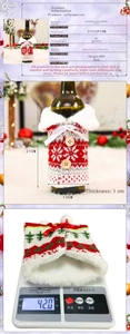 Detailed size specifications for the knitted faux fur collar Christmas wine bottle cover