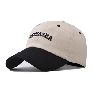 Retro Nebraska Letter Embroidered Baseball Cap Washed Cotton Patchwork Adjustable Sun Hat For Men Women Streetwear