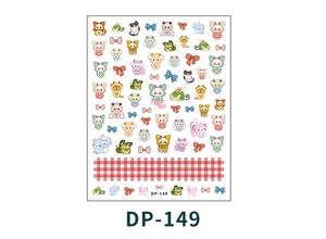 Detail view of DP-149 self-adhesive cartoon cat and dinosaur 3D embossed nail art stickers