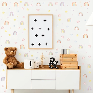 Morandi Regenbogen und Sterne Wandaufkleber für Kinderzimmer Deko und Kindergarten