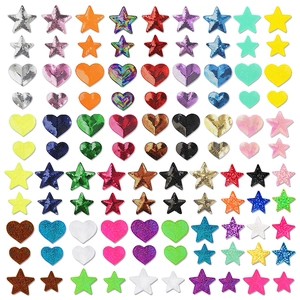 Sequin Heart Star Patches Embroidered Appliques Iron On Sew On For DIY Clothing Bags Hats Decoration Shiny Laser Colorful