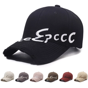 Vintage Distressed Baseball Cap Cotton Letter Embroidery Retro Worn Edge Adjustable Snapback Hat For Men Women