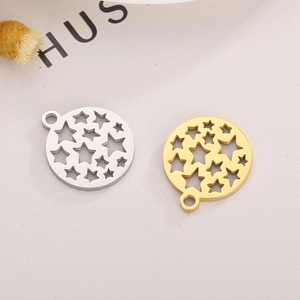 Pendentifs étoile ajourée polis en or et argent pour colliers de bijoux DIY