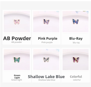 Six gradient crystal butterfly charms with gold edges for DIY jewelry making sets