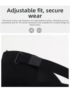 Macro detail of adjustable cotton baseball cap strap with metallic SX embossed buckle