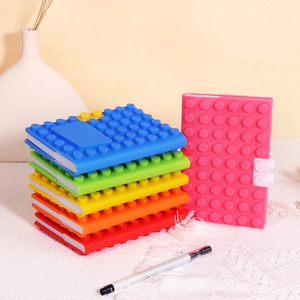 Mini silicone building block notebook set in vibrant colors for students and office use