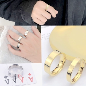 Minimalist Titanium Steel Band Ring Polished Plain Geometric Fashion Finger Jewelry For Men Women Couple