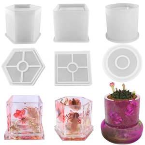 Siliconen Mallen Voor Hars Ronde Vierkante Zeshoekige DIY Pennenhouder Onderzetter Bloempot Desktop Organizer Handgemaakte Kunst