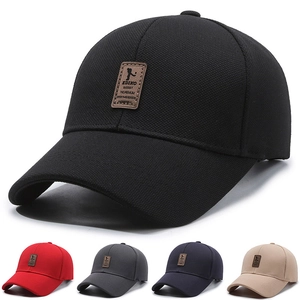 Unisex Baseball Cap Breathable Mesh Polyester Adjustable Metal Buckle Leather Patch Outdoor Sports Sun Protection