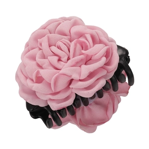 Elegant dried rose fabric hair claw clip for women's half-up hairstyles on white background