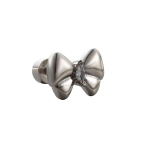 Titanium steel bow stud earring with sparkling zircon stone and screw back design