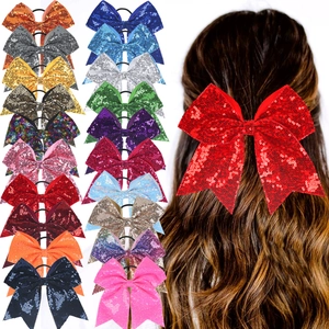 Grands Élastiques À Cheveux Nœud À Paillettes Brillants Queue D'aronde Bandeaux Élastiques Pour Filles Enfants Cheerleading