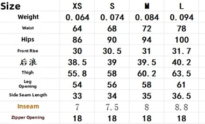 Tableau détaillé des tailles pour ensemble gilet et short femme du XS au L