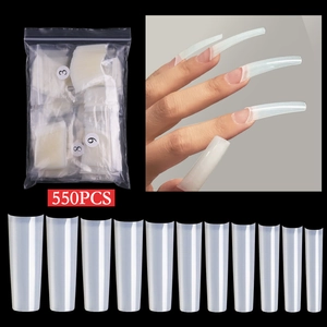 550 pieces of extra long square French nail tips in various sizes with packaging