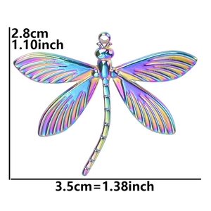 Rainbow dragonfly pendant dimensions: 3.5cm width and 2.8cm height with metallic finish