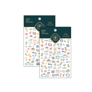 5D embossed nail art stickers with cute hand-drawn graffiti designs on white background