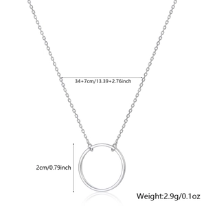 Détails du collier en argent 925 avec dimensions et pendentif rond géométrique