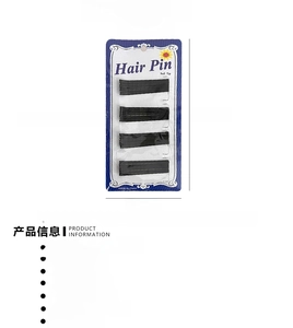 Macro detail of 6cm black metal hair pins in a pack of 10 with precise measurements