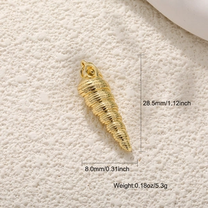 Gold plated spiral conch shell pendant for DIY jewelry with size and weight specs