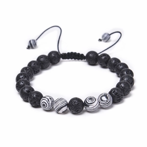 Bracelet en perles de lave naturelle 8mm avec cordon tressé réglable pour femmes et hommes