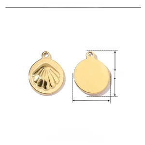 Tableau détaillé des tailles du pendentif coquillage doré en acier inoxydable 15mm