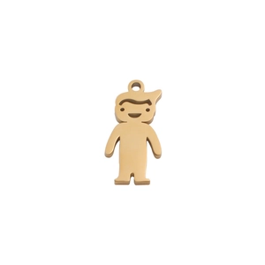 Detailed view of a gold-plated stainless steel girl-shaped pendant for DIY jewelry