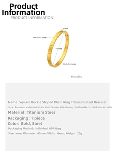 Tabella taglie dettagliata del bracciale in acciaio inossidabile placcato oro 18k da 60mm