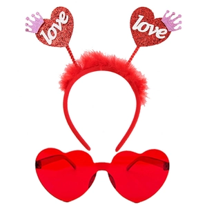 Red sequin heart headband and glasses set for Valentine's Day party decorations