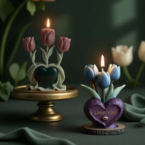 Tulpenblüte Herz Duftkerze Silikonform DIY Handgemachte Seife Harz Gips Handwerk Werkzeug Romantische Heimdekoration Floral