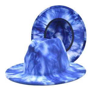 Chapeau Fedora Mode Feutre De Laine Tie Dye Large Bord Protection Solaire Jazz Pour Hommes Femmes Décontracté
