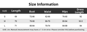 Detailed size chart for sleeveless top and skirt set showing S to L dimensions in cm