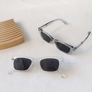 Chic jelly grey and white rectangle frame sunglasses for women in a trendy hip-hop style