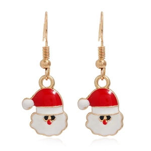 Detail of Santa Claus earrings with red and white enamel on gold plated alloy hooks