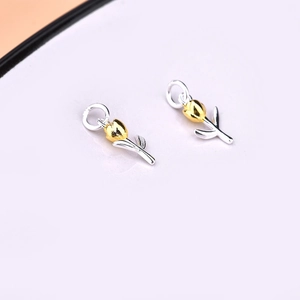 Elegant tulip charm in silver and gold 925 sterling silver for DIY jewelry making