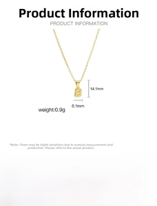 Detail showing 18k gold plated bubble letter B pendant with dimensions 14.1mm by 6.1mm